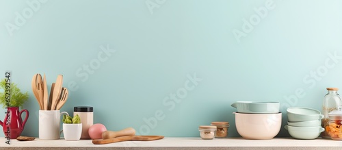 Stunning cookware displayed on a isolated pastel background Copy space