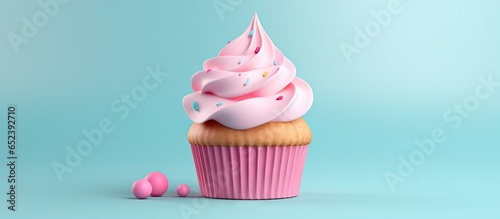 Copy space showcases 3D rendered cupcake for birthday
