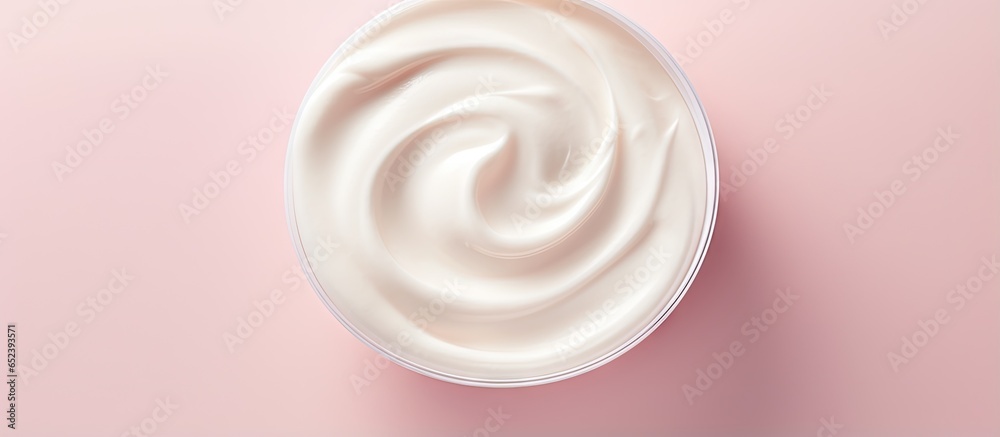 Expired yogurt exposed on isolated pastel background Copy space Expired yogurt exposed on isolated pastel background Copy space