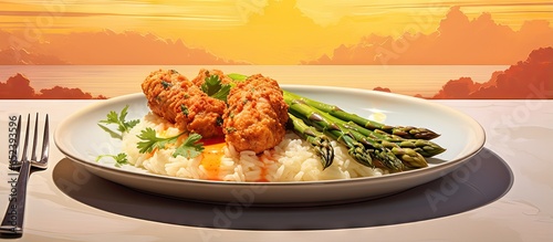 Chicken and rice with aspar...