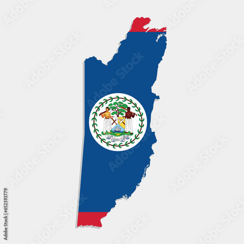 belize map with flag on gray background	