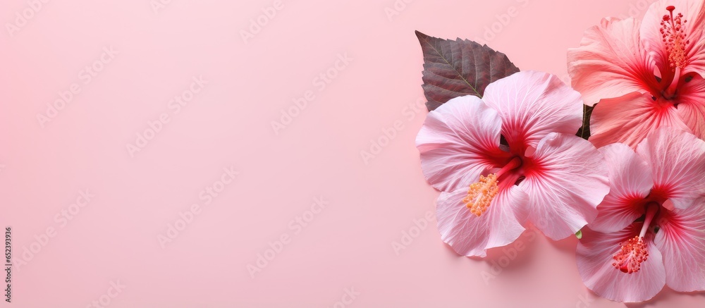 hibiscus blossom isolated pastel background Copy space hibiscus blossom isolated pastel background Copy space