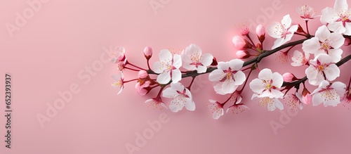 Close up shot of isolated isolated pastel background Copy space with Sakura flowers