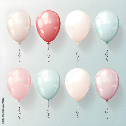 Set of round helium balloons in soft pastel colors Festive decorative element in realistic 3d design Decor for Valentine s day  wedding and birthday vector illustration.