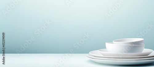 Empty soup bowls stacked on...