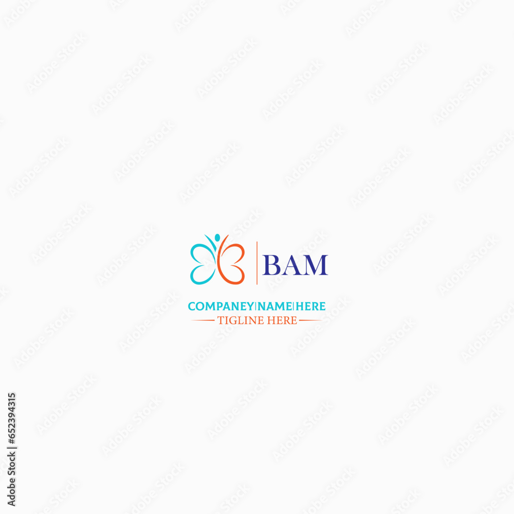 BAM letter logo design in six style. BAM polygon, circle, triangle, hexagon, flat and simple style with black and white color variation letter logo set in one artboard. BAM