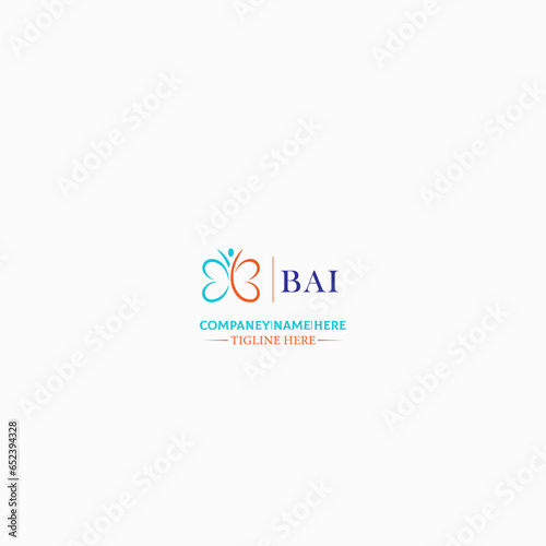 BAI letter logo design in six style. BAI polygon, circle, triangle, hexagon, flat and simple style with black and white color variation letter logo set in one artboard. BAI