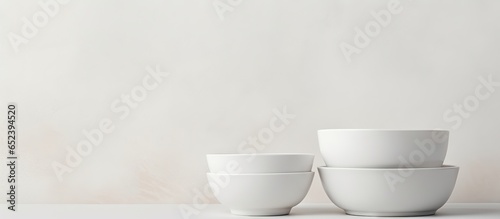 Empty soup bowls stacked on...