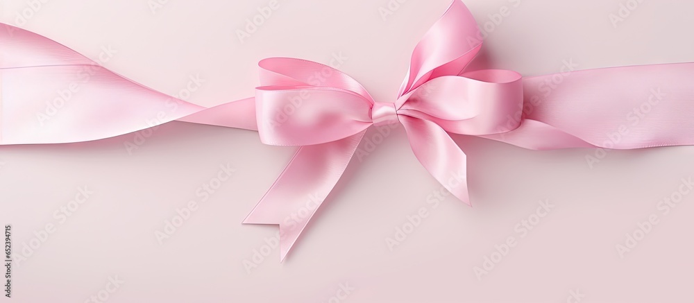 Stunning pink ribbon on isolated pastel background Copy space Stunning pink ribbon on isolated pastel background Copy space