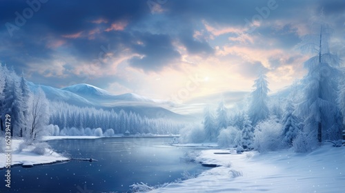 Blue winter fairytale christmas snowy landscape. © Татьяна Креминская