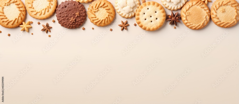 Cookies on a isolated pastel background Copy space Cookies on a isolated pastel background Copy space