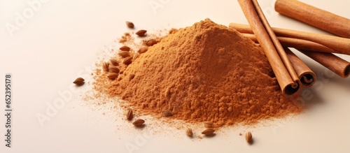 Wallpaper Mural Isolated cinnamon powder on a isolated pastel background Copy space Torontodigital.ca