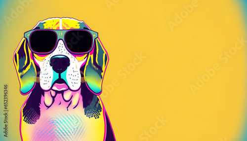Beagle in Cool Shades on Sunny Yellow Background © PhotoStorm_22