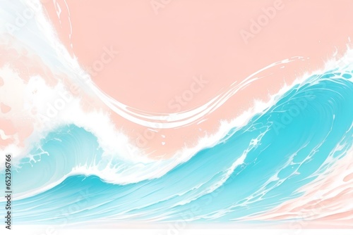 Abstract watercolor blue, peach, baby pink, grey, wavy pattern background