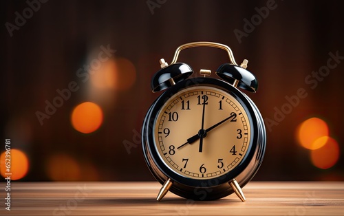 Old fashioned clock on the table.