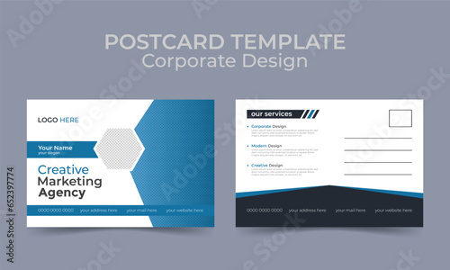 post card design template, clean and professional design.