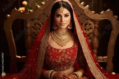 Heart of India presents a royal bride in red and gold lehenga, mehndi and smile marking her special day