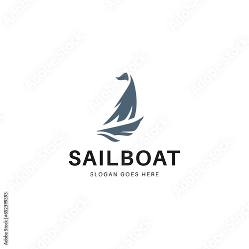 Vector sailing boat logo