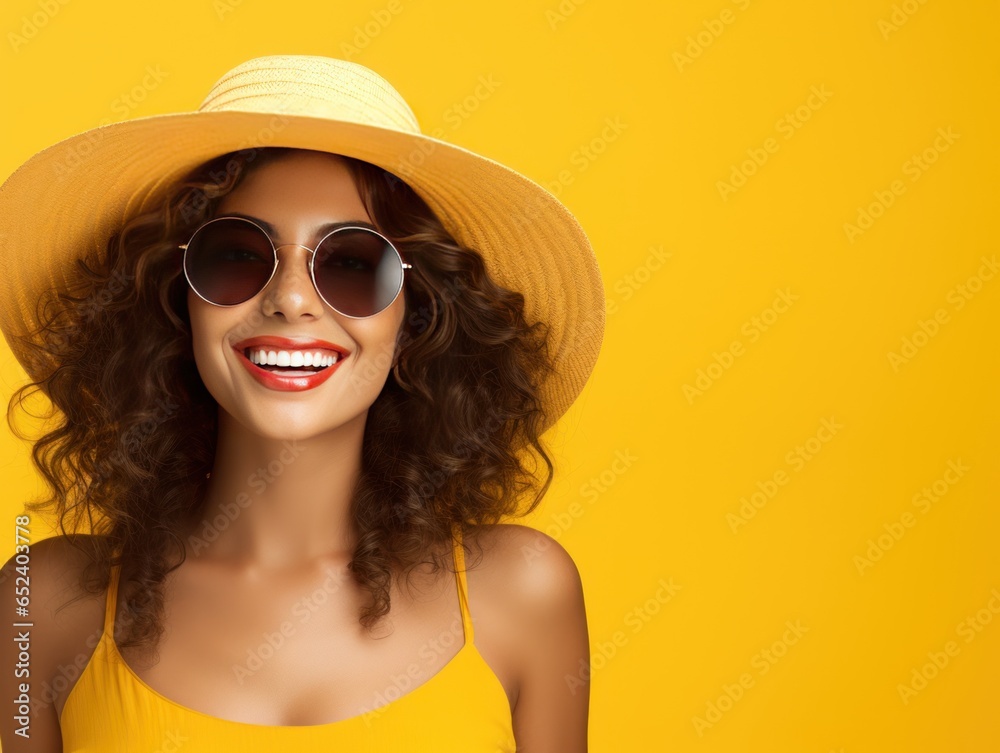 Trendy Indian girl, basking in summer, radiant smile encapsulating summertime joy Trendy Indian girl, basking in summer, radiant smile encapsulating summertime joy