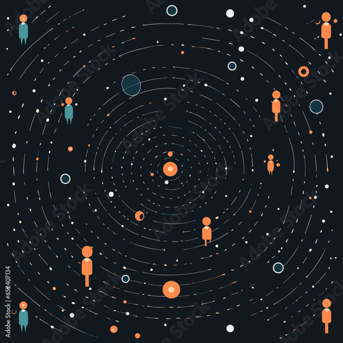 Teleportation pattern, background, hand-drawn cartoon flat art Illustrations in minimalist vector style