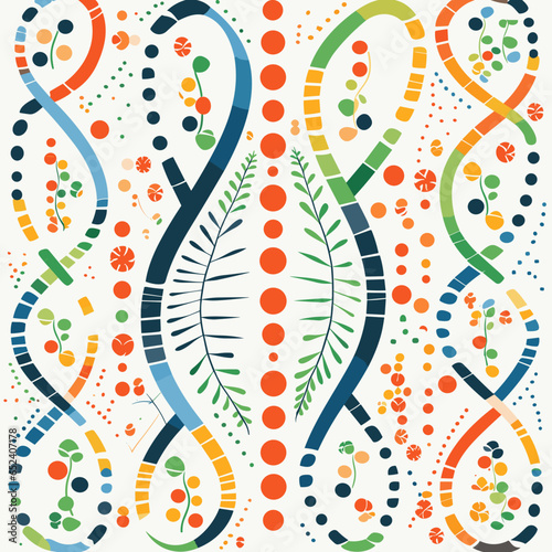 Genetic modification pattern, background, hand-drawn cartoon flat art Illustrations in minimalist vector style
