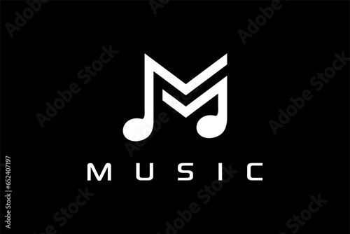 The letter M music logo design looks very simple, minimalist, modern, and elegant.