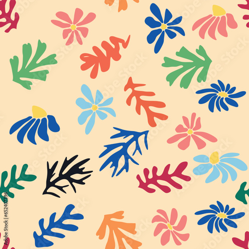 Blue floral pattern  crooked leaves and flowers