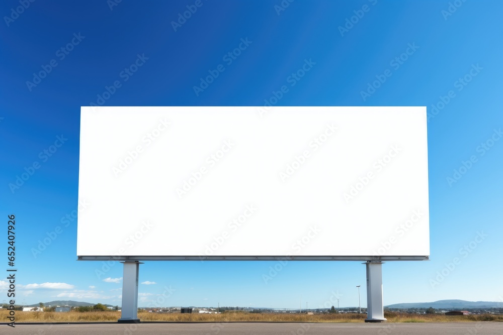 Obraz premium blank billboard on the road empty, banner, advertising, white, template, advertisement, poster, display,