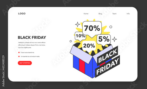 Black friday web banner or landing page. Shopping cart and bags with goods
