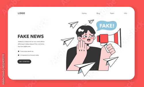 Fake news spreading web banner or landing page. Manipulation