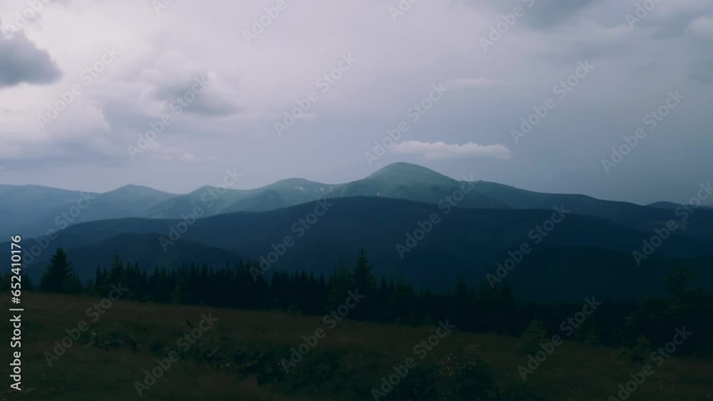 landscape in the Carpathian mountains, the sky before a thunderstorm, rain is coming, dark, storm clouds, silhouettes, fog landscape in the Carpathian mountains, the sky before a thunderstorm, rain is coming, dark, storm clouds, silhouettes, fog