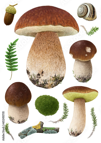 Porchini mushroom - Boletus Edulis illustration photo