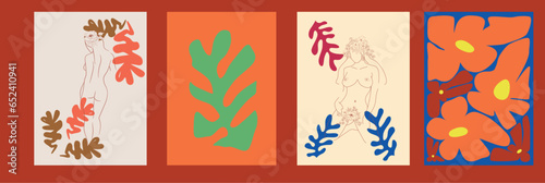 figures in different poses with flowers in a minimalist style