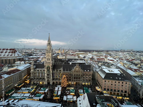 The Munich townhall (Rathaus) with it's famous clock tower at Marienplatz, Munich, Germany.