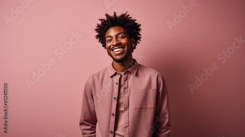 Black young content creator cheerful on the pastel © EmmaStock