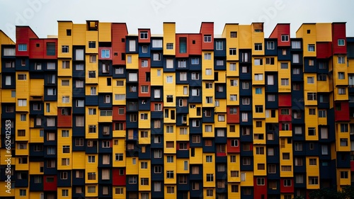 abstract building with squares and windows, Thousand of windows in a colourful building photo