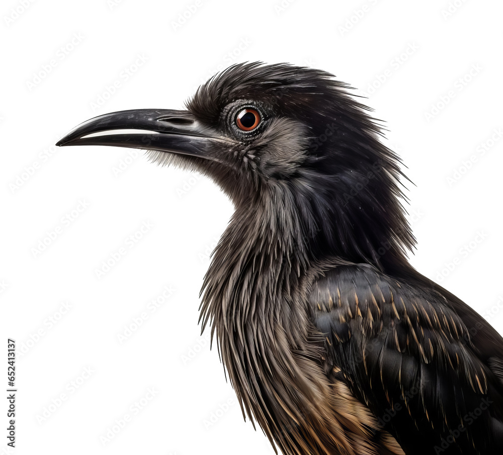 Obraz premium Black Sicklebill bird isolated on transparent background. Concept of wildlife.