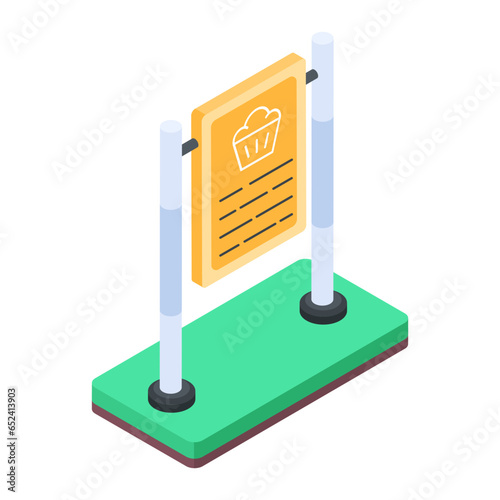 Food Serving and Restaurant Accessories Isometric Icons

