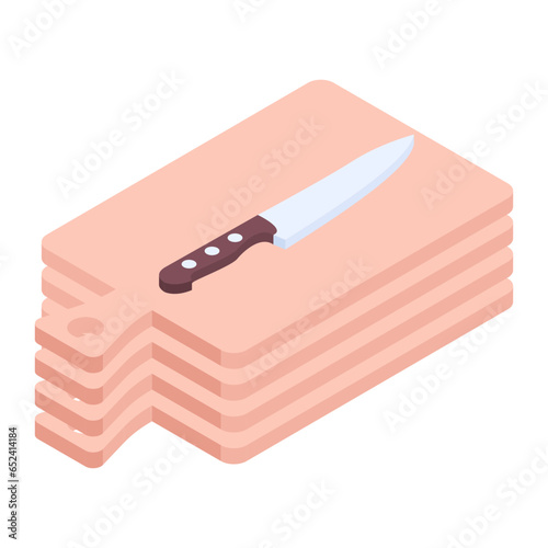 Food Serving and Restaurant Accessories Isometric Icons

