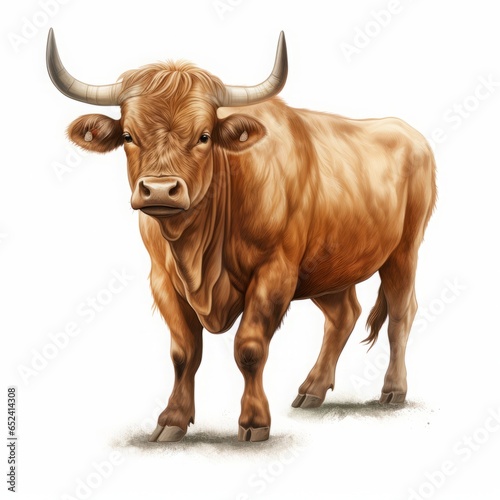 bull drawing on white background.