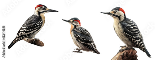 Set of Araripe Manakin bird isolated on transparent background. Concept of wildlife.