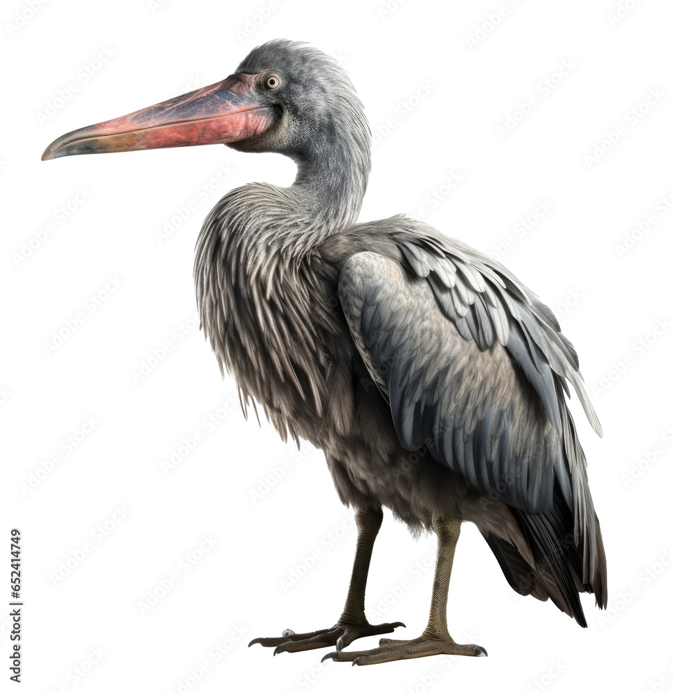 Fototapeta premium Shoebill bird isolated on transparent background. Concept of wildlife.
