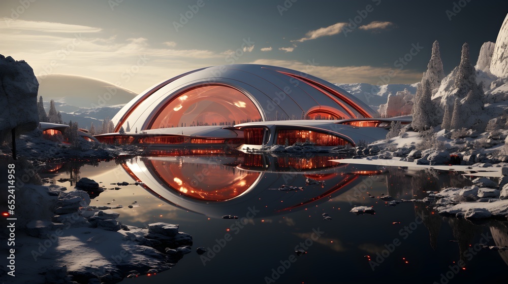 Innovative design and remarkable futuristic structure, Modern architecture - obrazy, fototapety, plakaty 