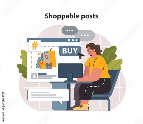 Social media shoppable post. E-commerce platform. Brand advertisement