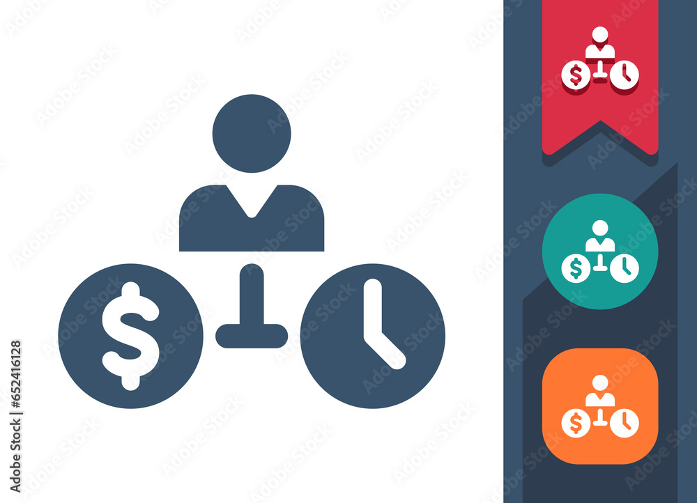Career Icon. Job, Man, Time Is Money, Clock Career Icon. Job, Man, Time Is Money, Clock