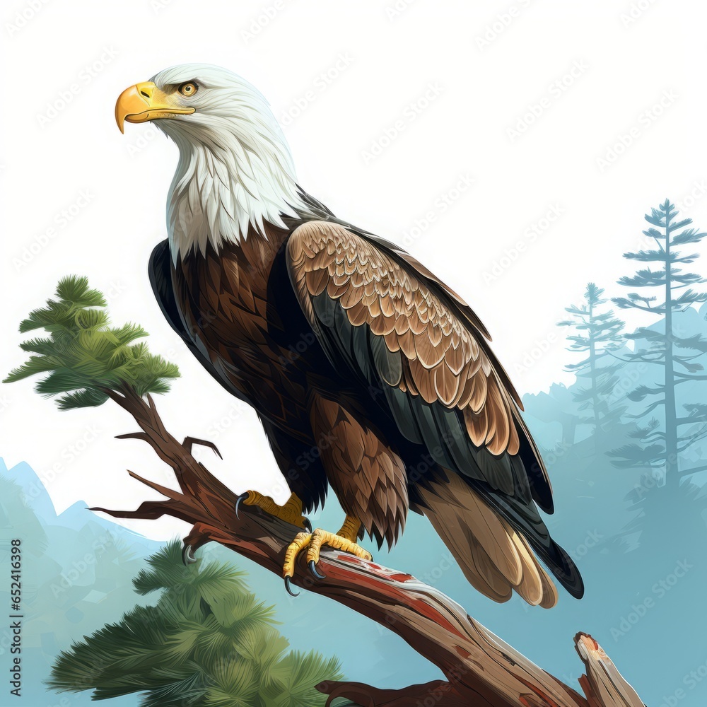 Fototapeta premium hawk cartoon drawing on white background.