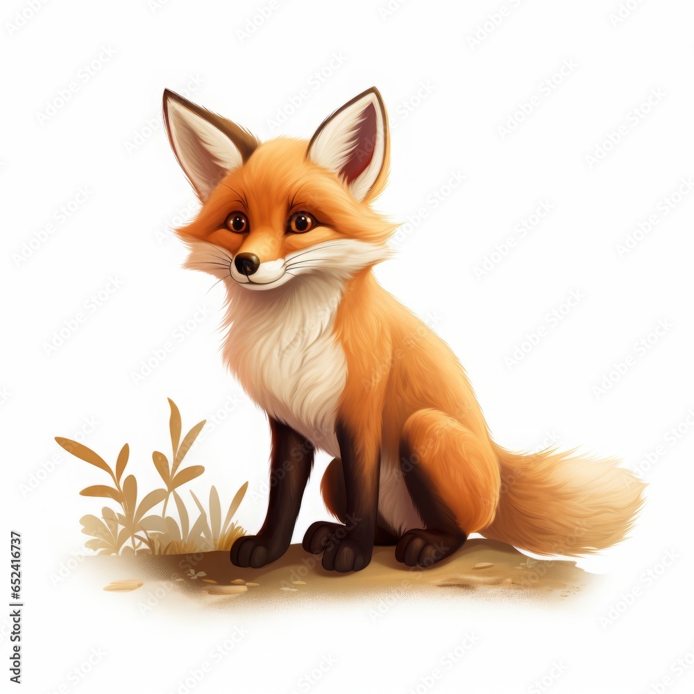 fox color cartoon drawing on white background.