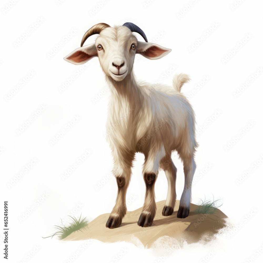 Fototapeta premium goat color cartoon drawing on white background.