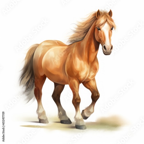 horse color cartoon drawing on white background.