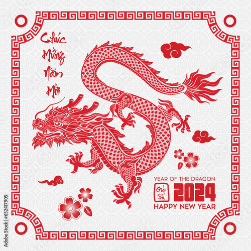 Dragon of Vietnam new year Giap Thin 2024 (Translation : Happy new year ) photo